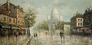 unknow artist Henri Royer Montmartre sous la pluie oil painting on canvas